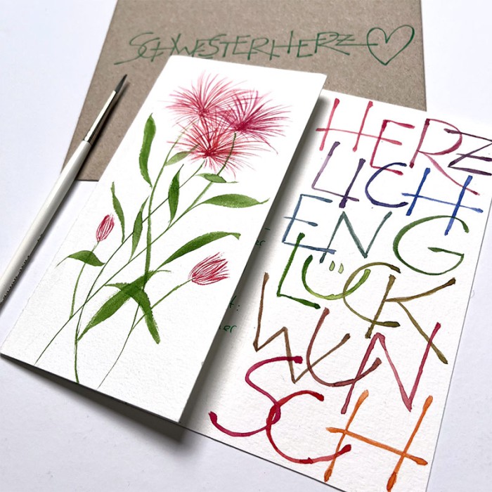 Geburtstagskarte mit Aquarellillustration